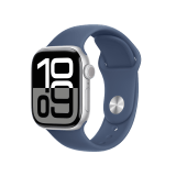 Apple Watch Series 10 GPS 42mm Silver Aluminium Case with Denim Sport Band - S/M