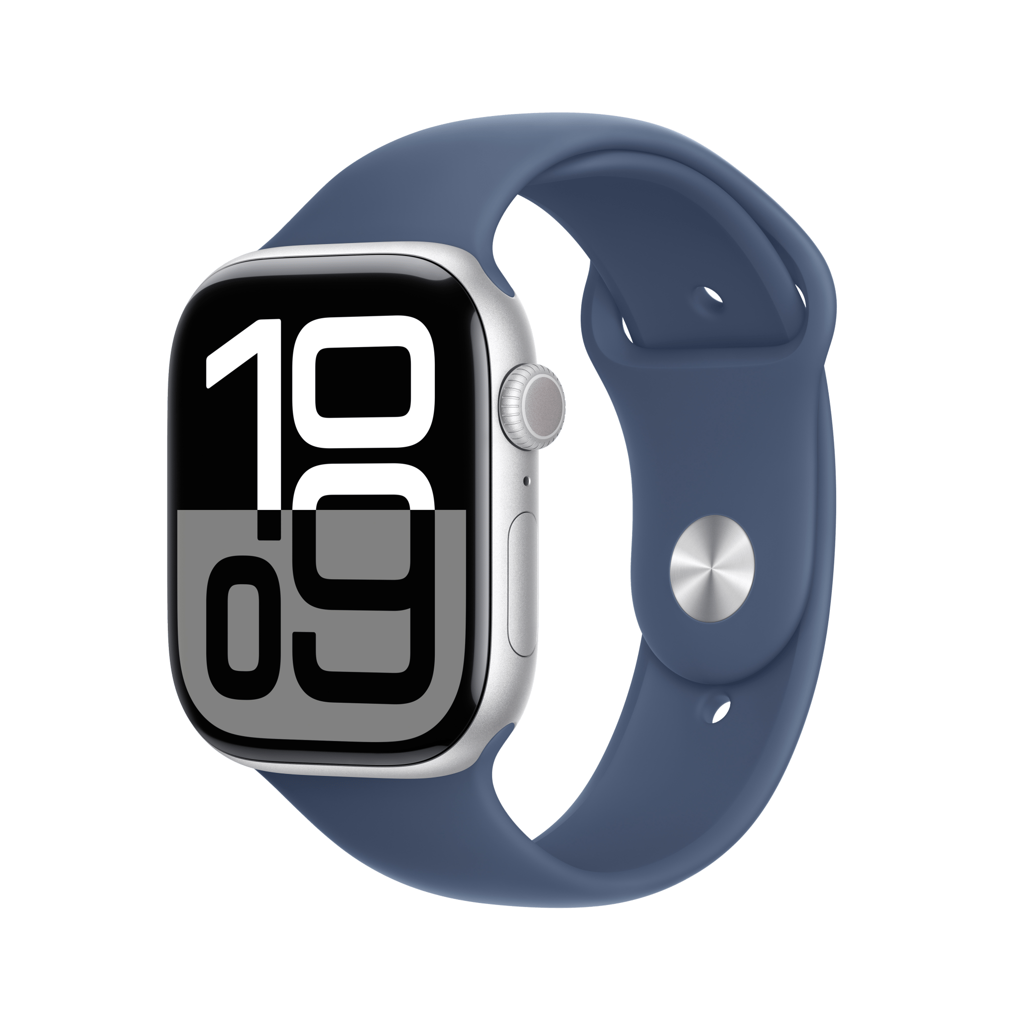 Apple Watch Series 10 GPS 46mm Silver Aluminium Case with Denim Sport Band - S/M
