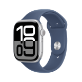 Apple Watch Series 10 GPS 46mm Silver Aluminium Case with Denim Sport Band - S/M