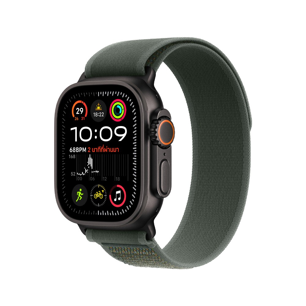 Apple Watch 49mm Green Trail Loop - M/L - Black Titanium Finish