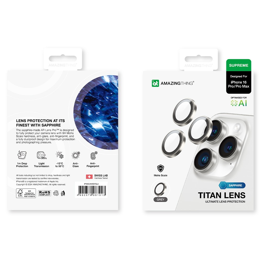 ฟิล์มกันเลนส์ AMAZINGthing Camera Lens iPhone 16 Pro/16 Pro Max Sapphire Titanium