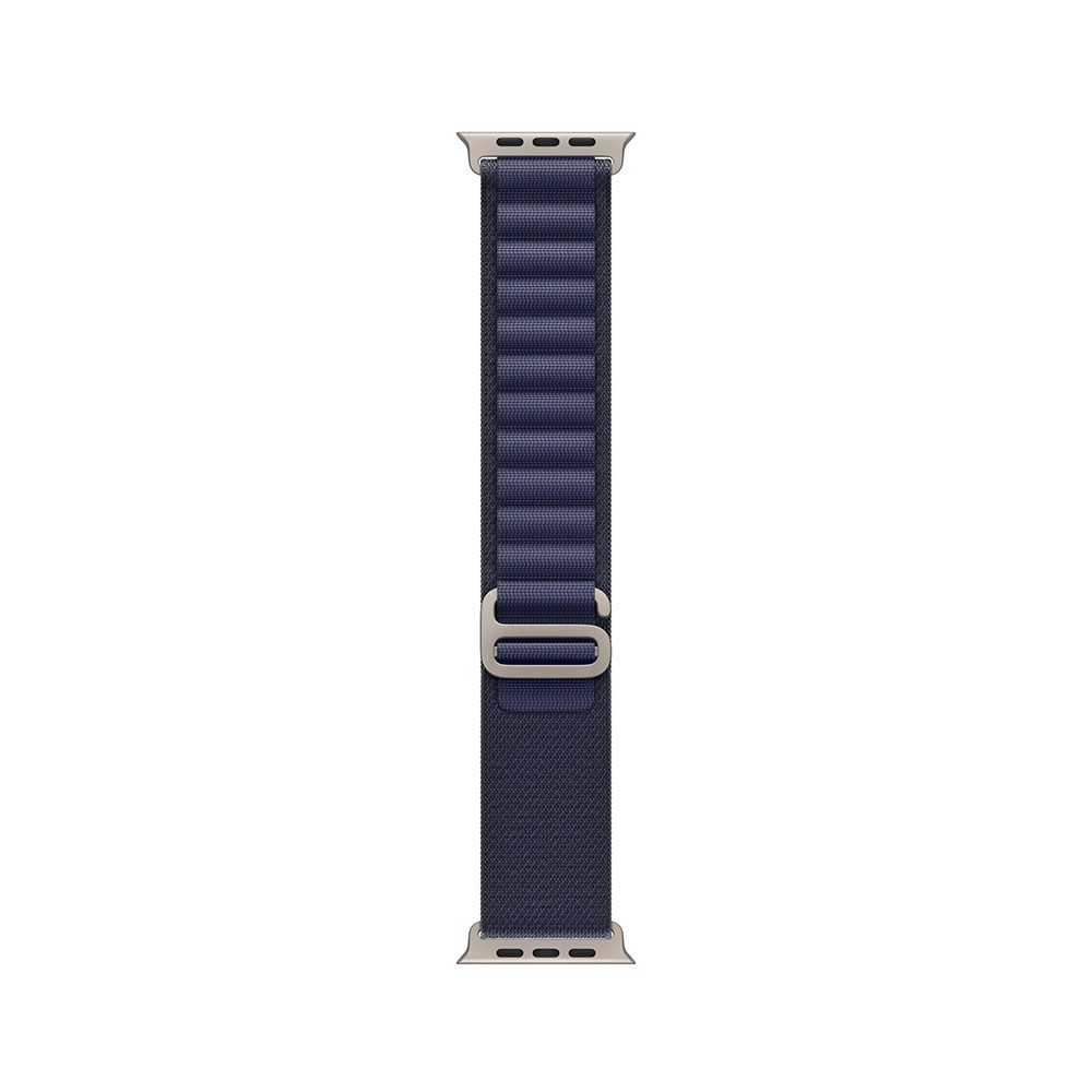 Apple Watch 49mm Navy Alpine Loop - Large - Natural Titanium Finish