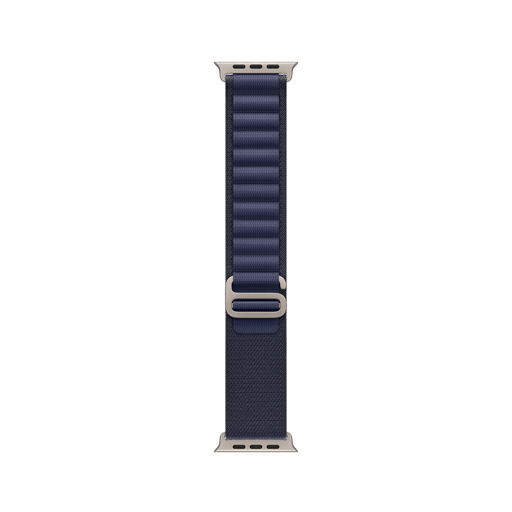 Apple Watch 49mm Navy Alpine Loop - Large - Natural Titanium Finish