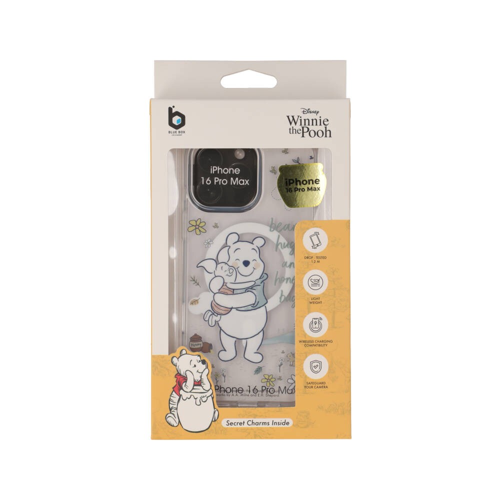 Blue Box x Winnie the Pooh เคส iPhone 16 Pro Max Bear hugs and honey bugs