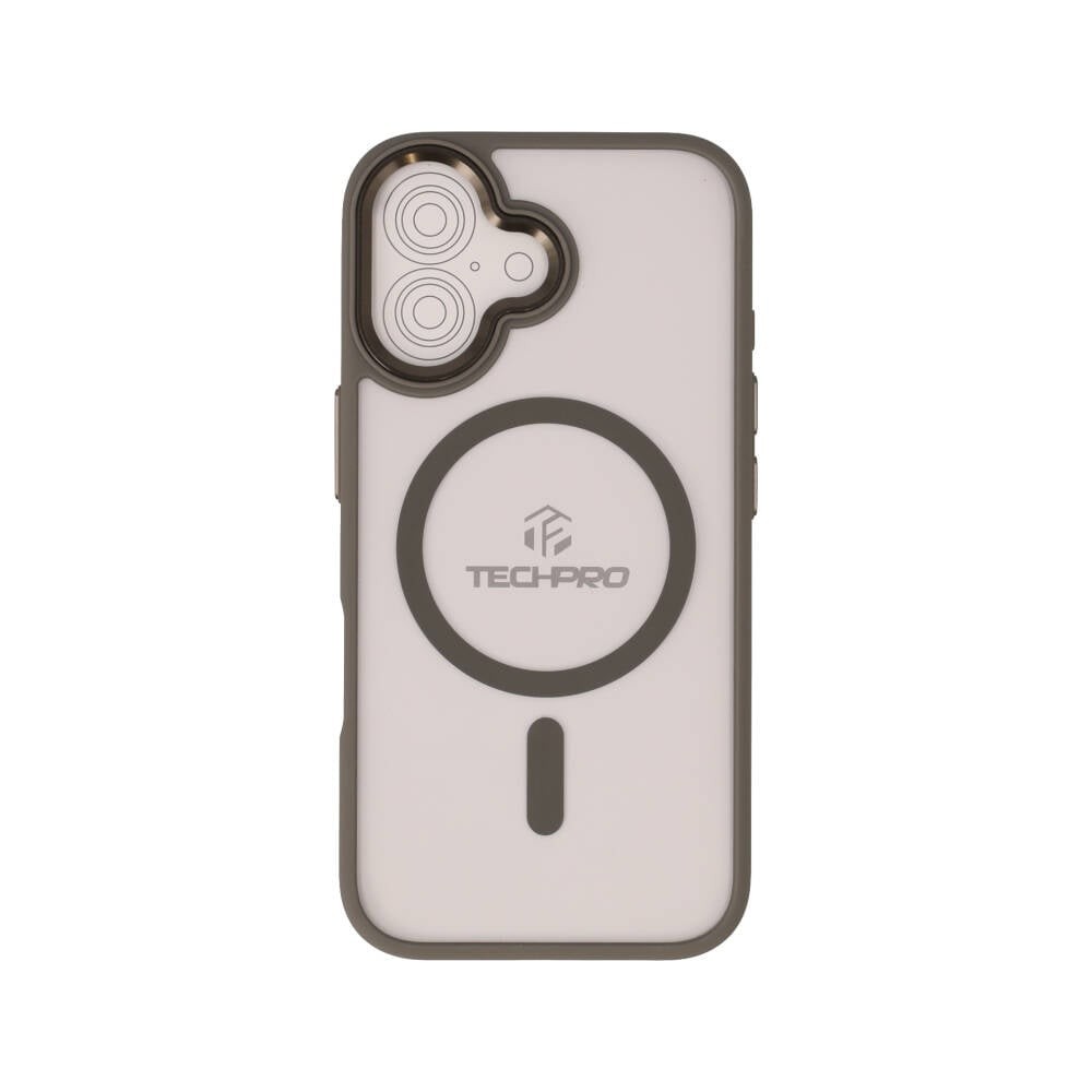 เคส TECHPRO iPhone 16 Gray Matte Frame with clear Back with Magnetic