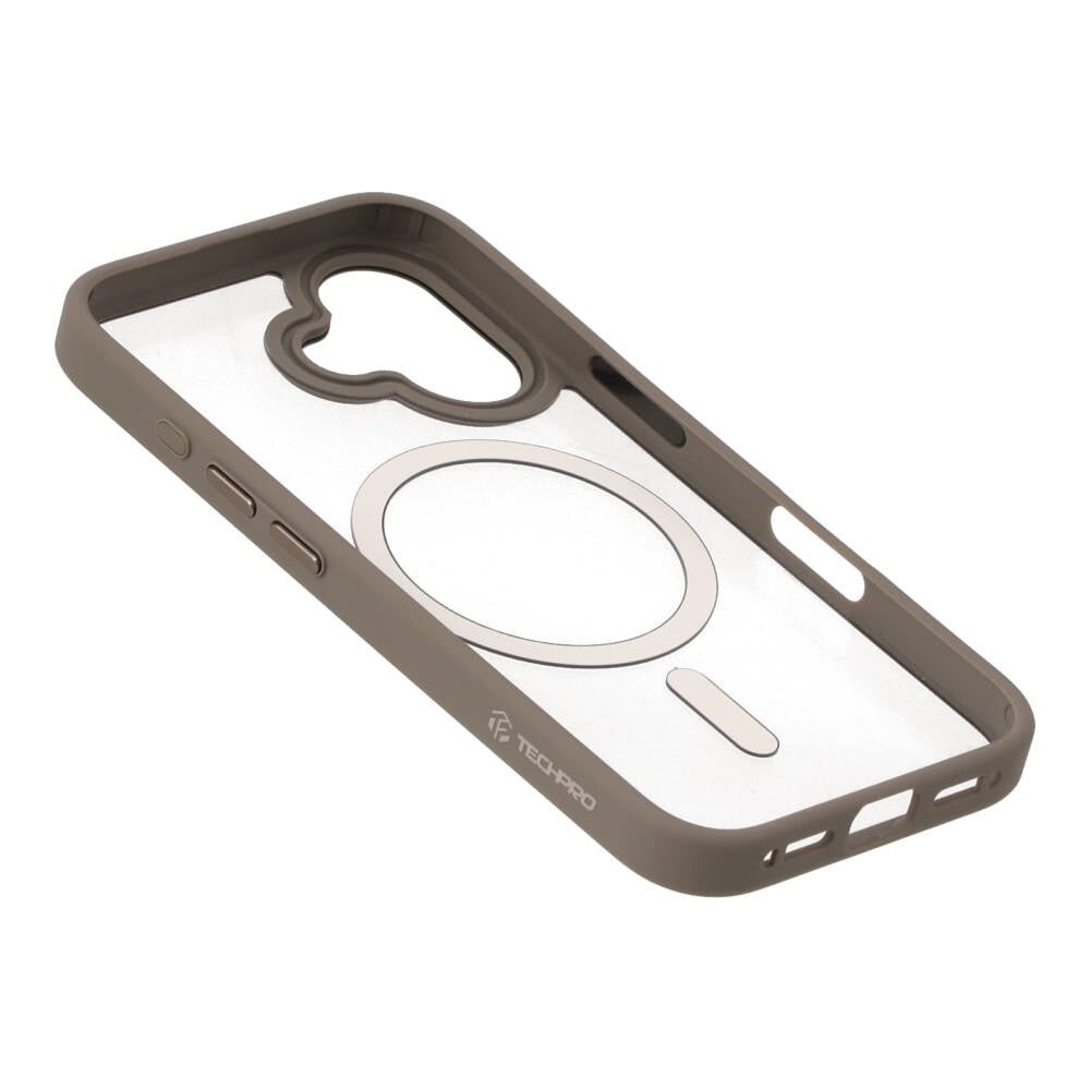 เคส TECHPRO iPhone 16 Gray Matte Frame with clear Back with Magnetic