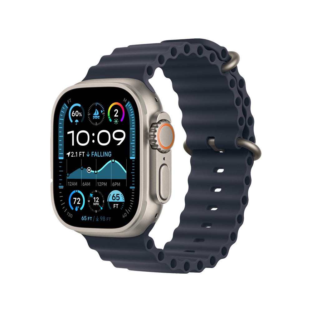 Apple Watch 49mm Navy Ocean Band - Natural Titanium Finish