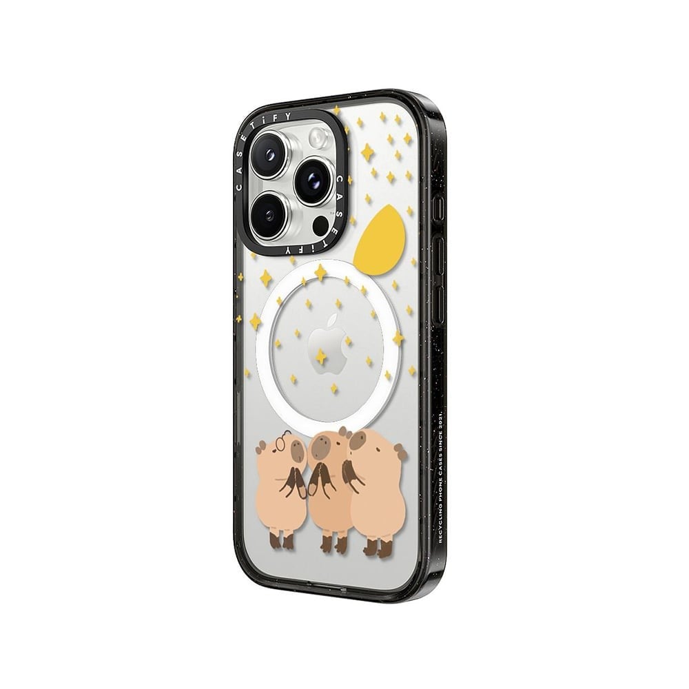 เคส Casetify iPhone 16 Pro RECASETiFY Impact Case Magsafe Clear Black Wishing Capybara