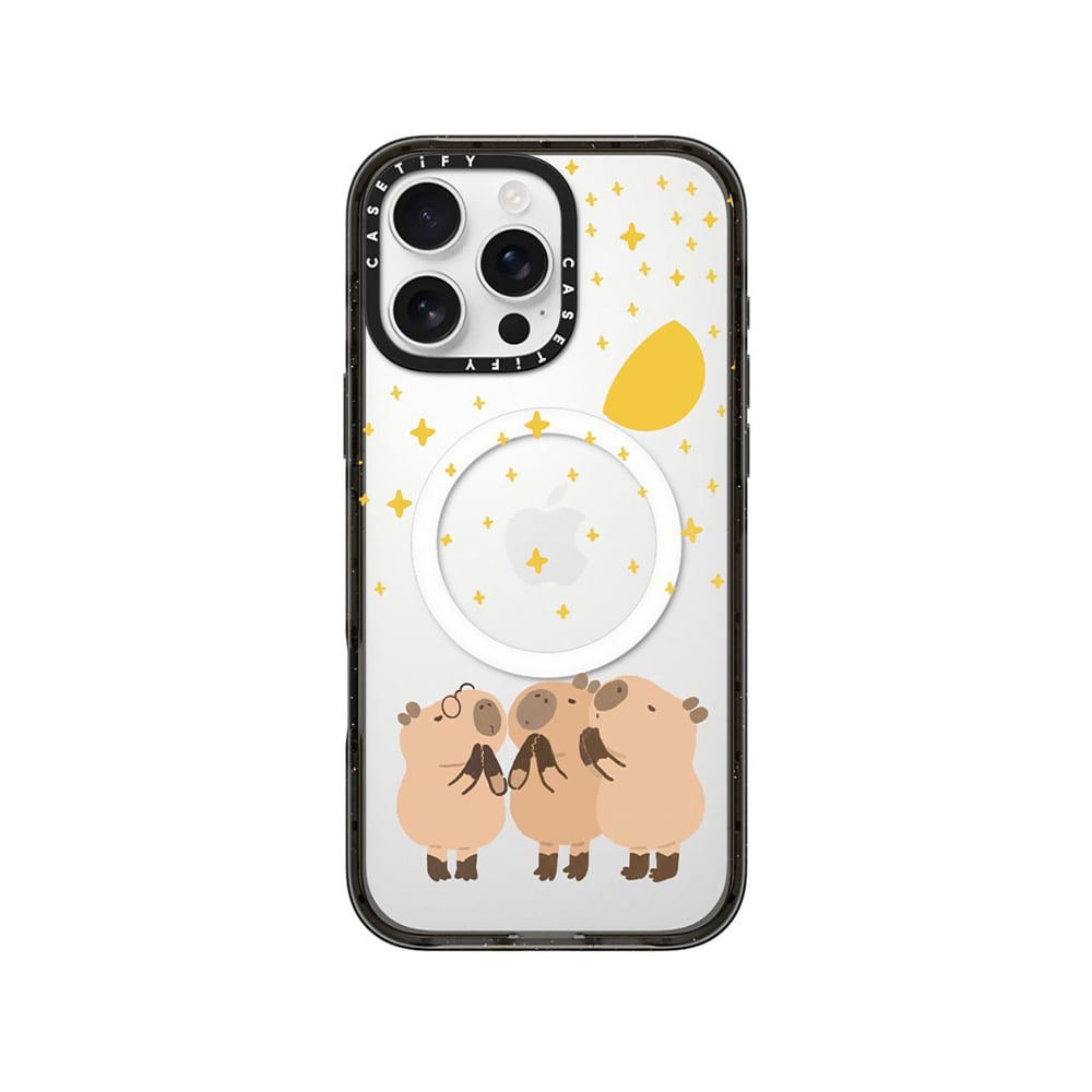 เคส Casetify iPhone 16 Pro Max RECASETiFY Impact Case Magsafe Clear Black Wishing Capybara