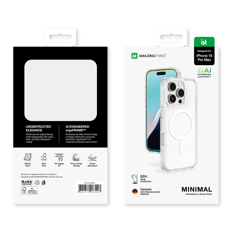 เคส AMAZINGthing iPhone 16 Pro Max Minimal Magsafe Drop proof Transparent