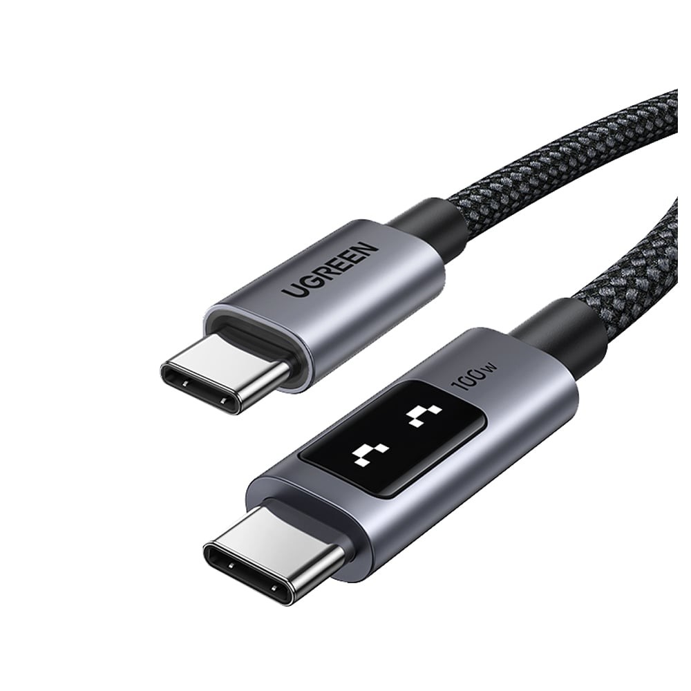 สายชาร์จ Ugreen USB-C to USB-C Cable Nylon 100W 2M. Robot Gray (35512)