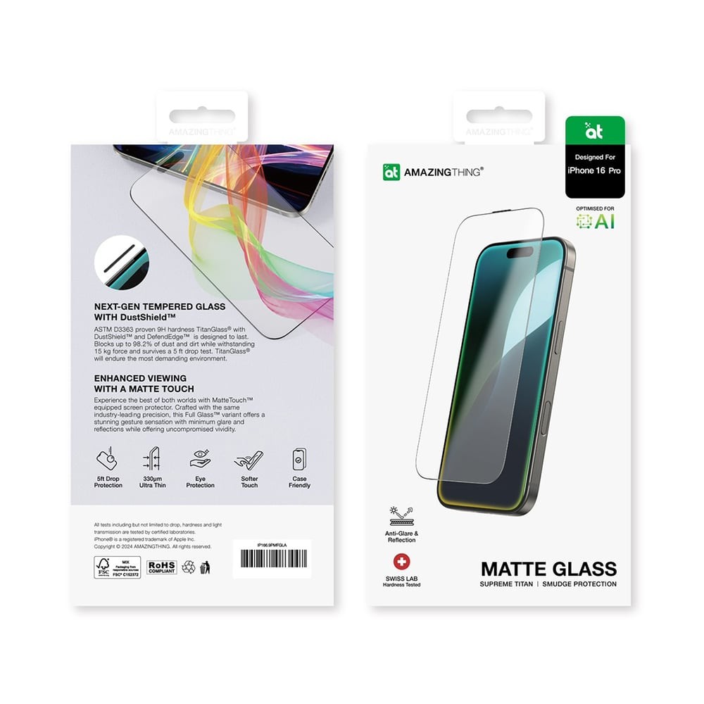 ฟิล์มกันรอย AMAZINGthing iPhone 16 Pro (2.75D) Titan Matte Glass