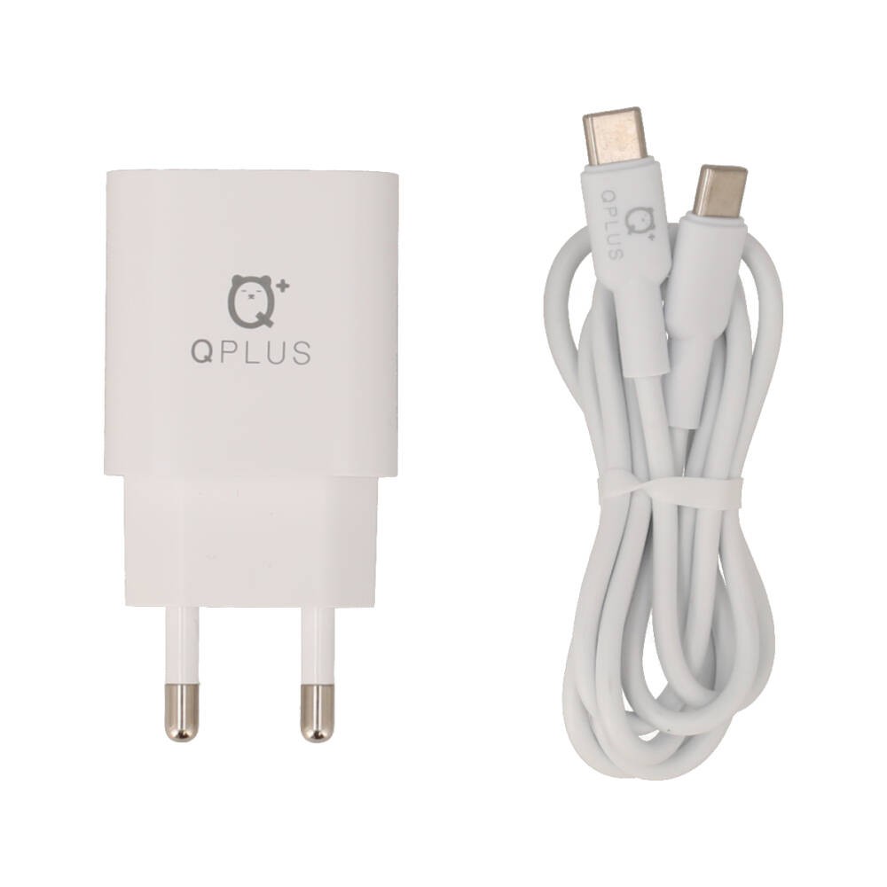 อะแดปเตอร์ QPLUS Wall Charger 1 USB-A / 1 USB-C 20W พร้อมสายชาร์จ USB-C to USB-C 1 เมตร