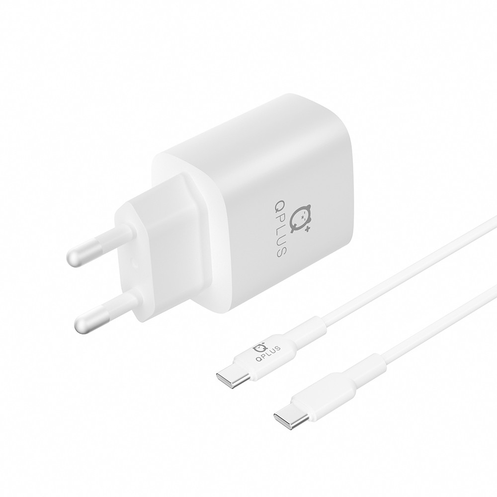 อะแดปเตอร์ QPLUS Wall Charger 1 USB-A / 1 USB-C 20W พร้อมสายชาร์จ USB-C to USB-C 1 เมตร