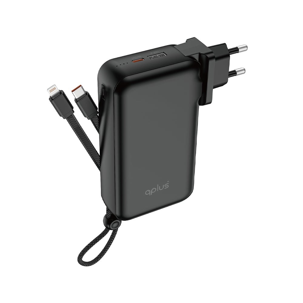 พาวเวอร์แบงค์ QPLUS 20,000 mAh Built-In Cable W2047 Black