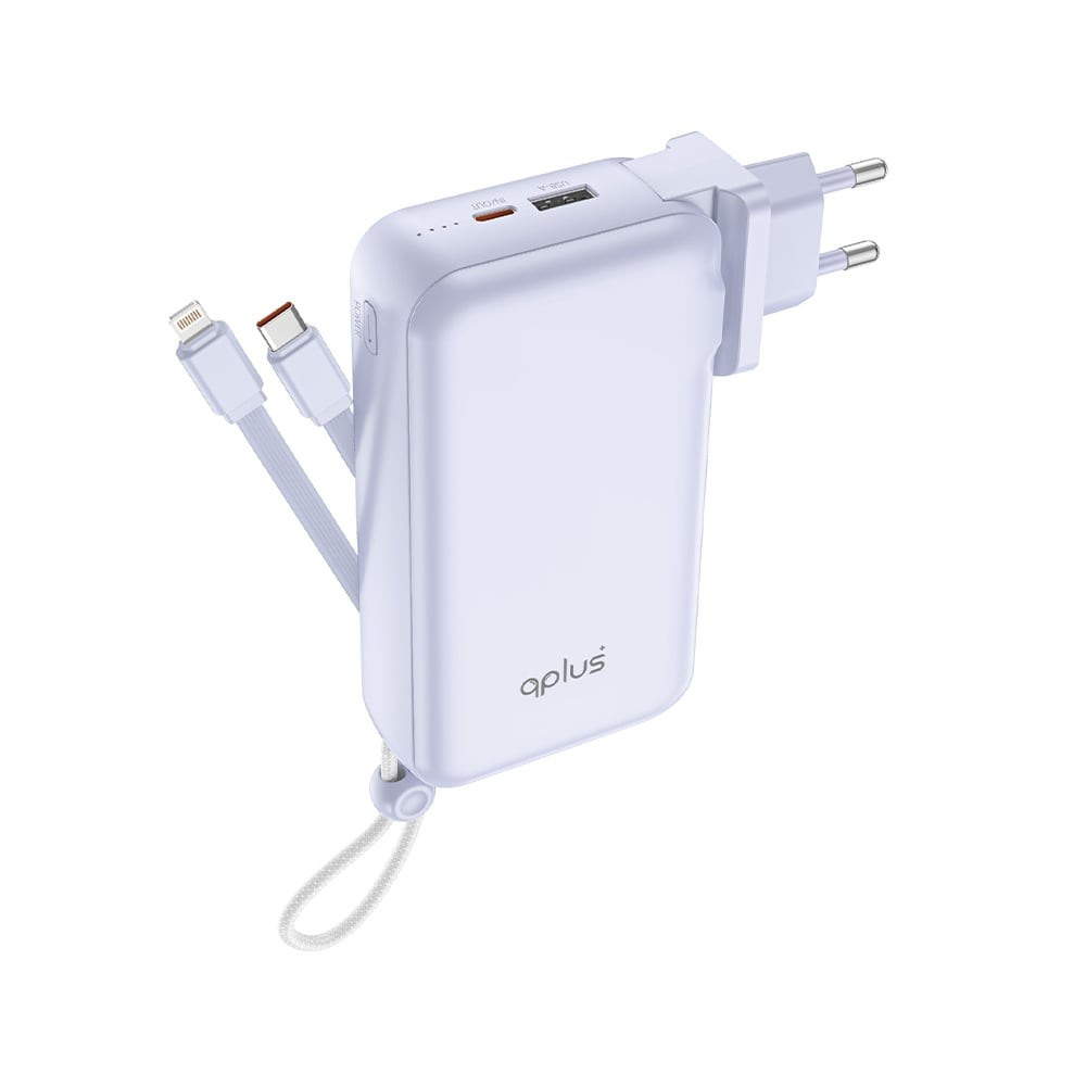 พาวเวอร์แบงค์ QPLUS 20,000 mAh Built-In Cable W2047 Purple