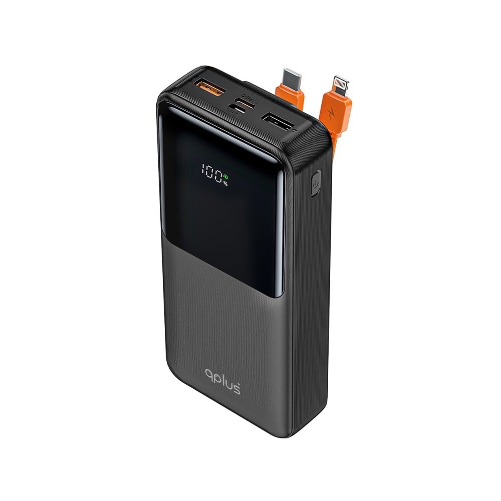 พาวเวอร์แบงค์ QPLUS 20,000 mAh Built-In Cable W2015C Black