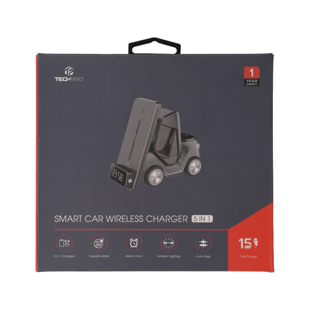 ที่ชาร์จไร้สาย TECHPRO 5-in-1 Desktop Wireless Charger Grey Car