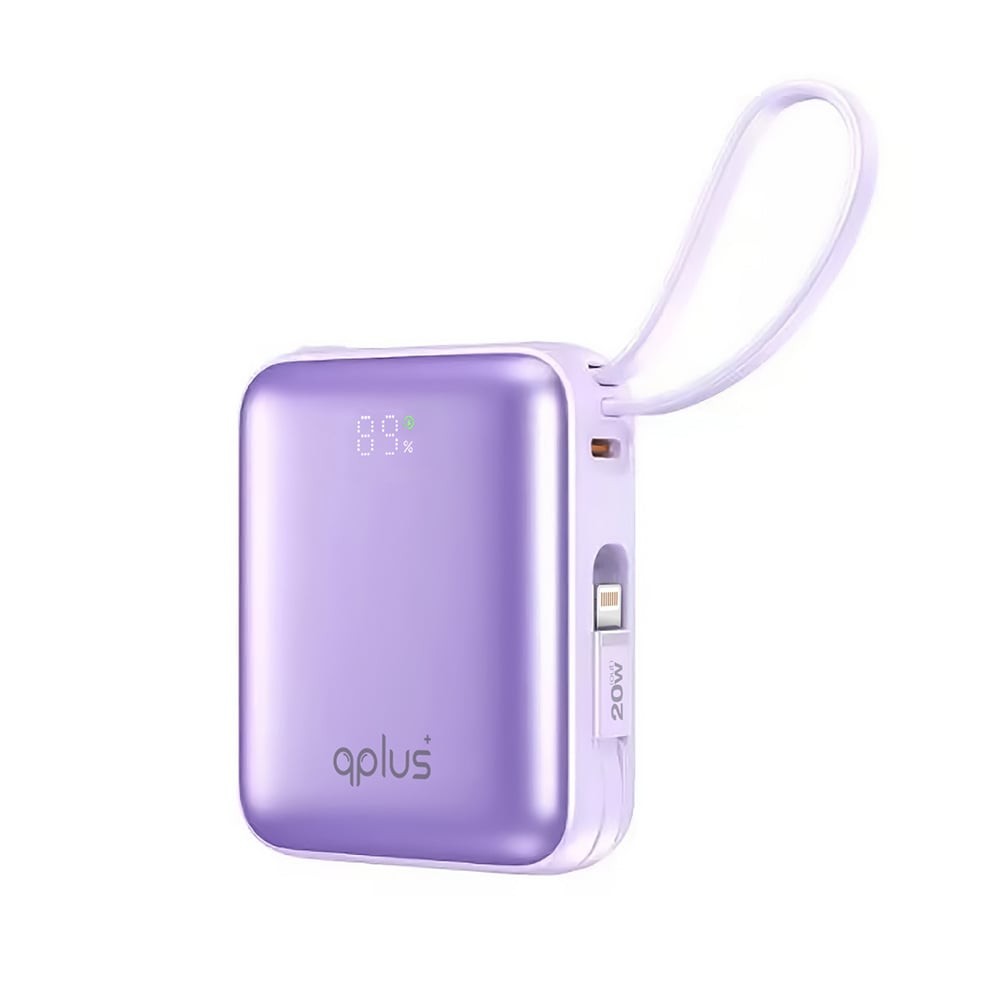 พาวเวอร์แบงค์ QPLUS Mini 10,000 mAh Built-in Cable W1030 Purple