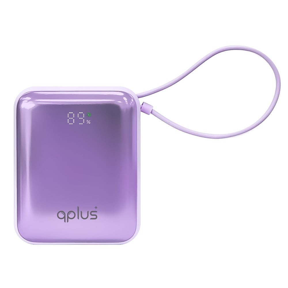 พาวเวอร์แบงค์ QPLUS Mini 10,000 mAh Built-in Cable W1030 Purple
