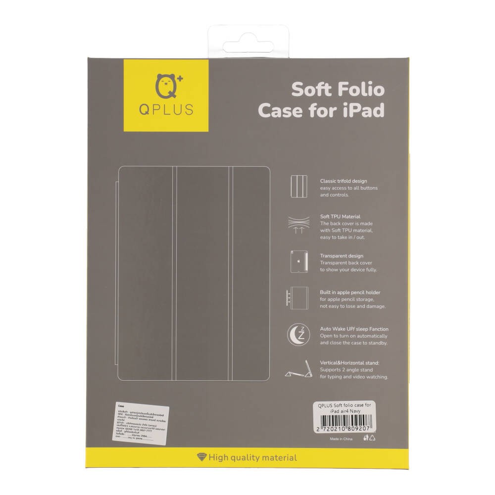 เคส QPLUS iPad Air 5 (2022) / iPad Air 4 (2020) Soft Folio Navy/Transparent