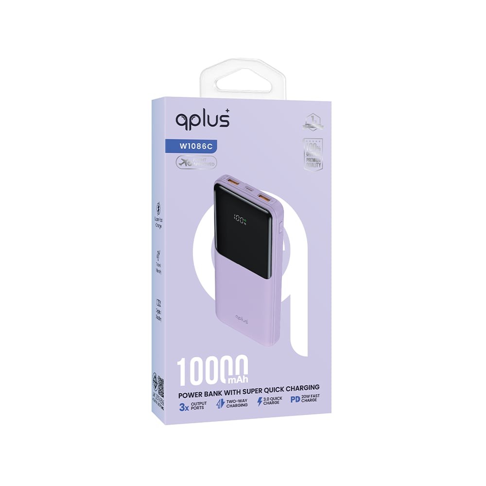 พาวเวอร์แบงค์ QPLUS 10,000 mAh W1086C PD Purple