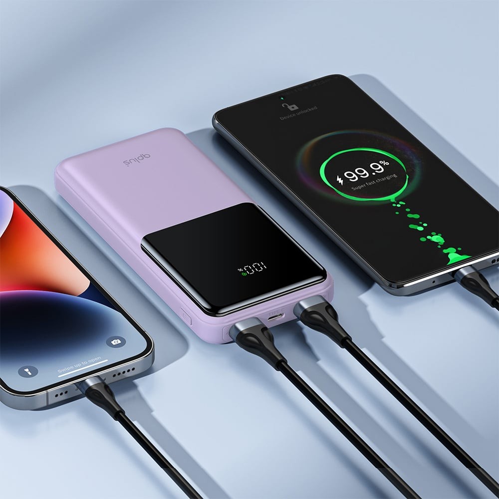 พาวเวอร์แบงค์ QPLUS 10,000 mAh W1086C PD Purple