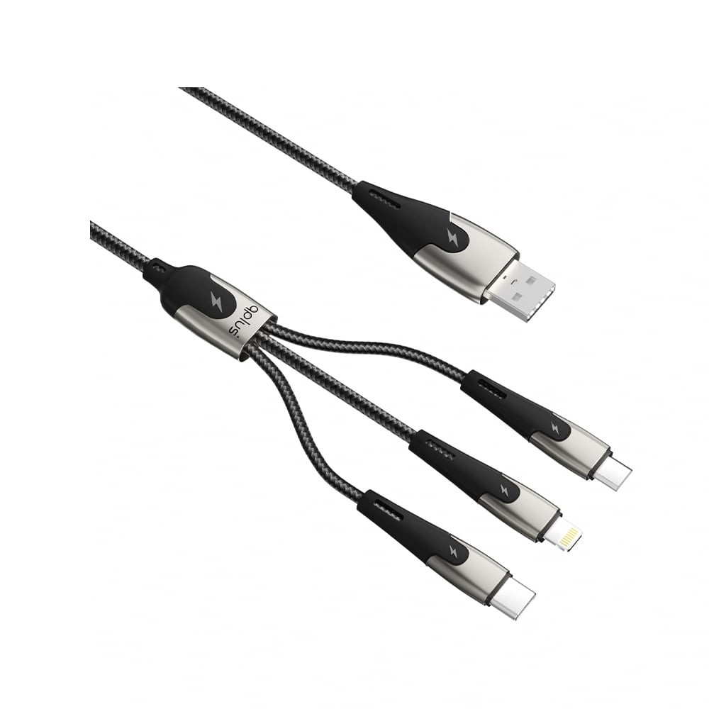 สายชาร์จ QPLUS 3-in-1 Multifunctional Cable 3A Fast Charge 1M. Black (Q1)