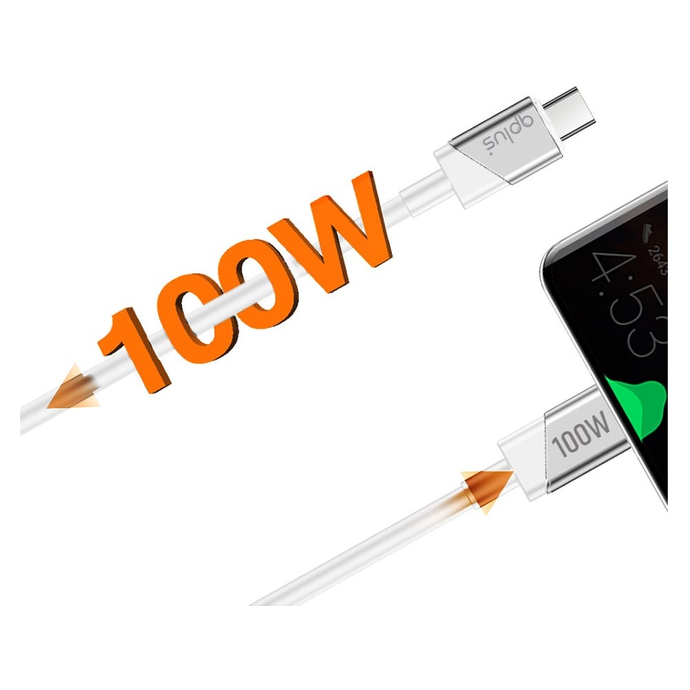 สายชาร์จ QPLUS USB-C to USB-C Cable 100W 1.2M White (T2)