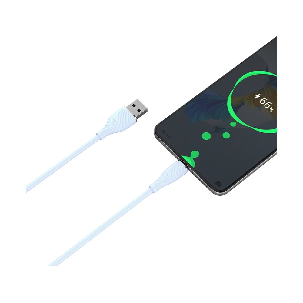 สายชาร์จ QPLUS USB-A to USB-C Cable 3A 1M. Light Blue (T3)