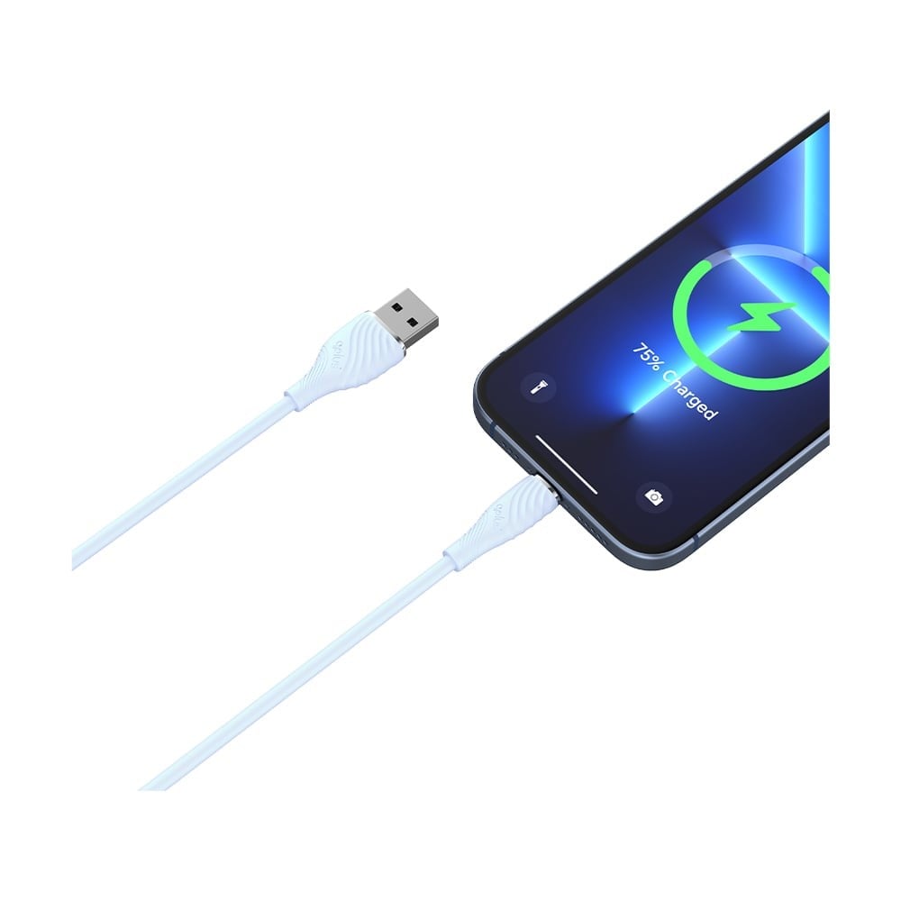 สายชาร์จ QPLUS USB-A to Lightning Cable 1M. Light Blue (L3)