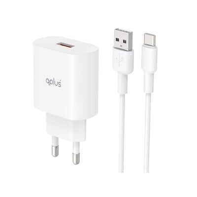 อะแดปเตอร์ QPLUS Wall Charger 1 USB-A 18W พร้อมสายชาร์จ USB-A to USB-C 1 เมตร