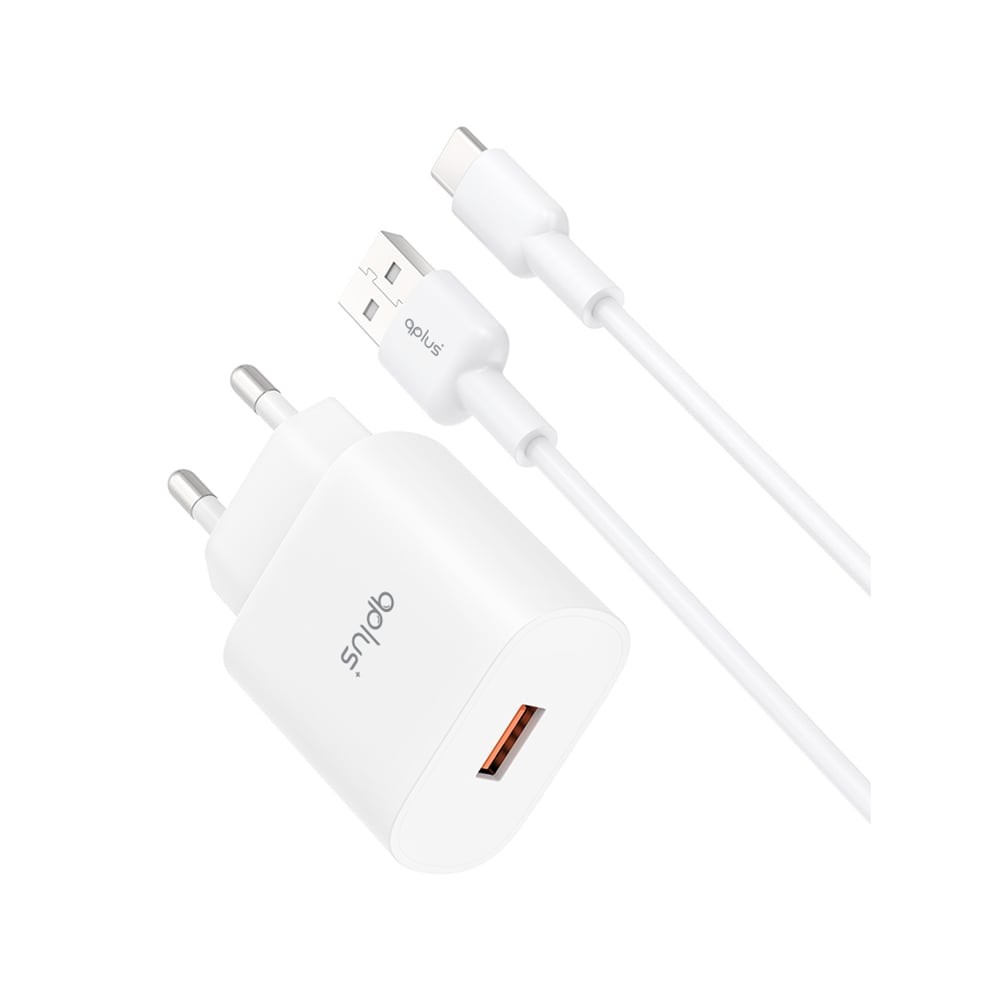 อะแดปเตอร์พร้อมสายชาร์จ QPLUS Wall USB Charger 1 USB-A (QC3.0A/18W) + USB-C Cable 1M. White (QA18) (TISI)