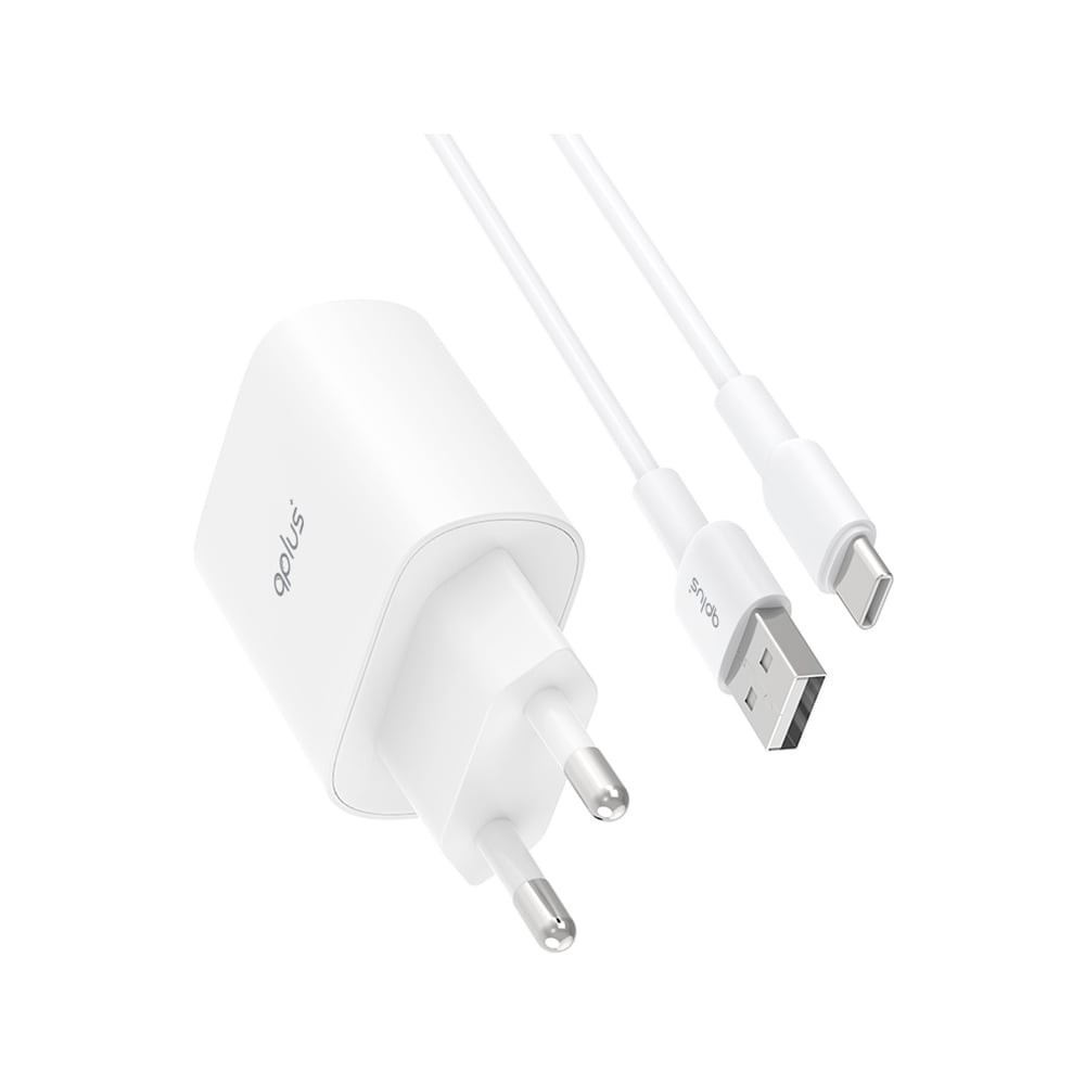 อะแดปเตอร์พร้อมสายชาร์จ QPLUS Wall USB Charger 1 USB-A (QC3.0A/18W) + USB-C Cable 1M. White (QA18) (TISI)