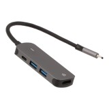 ยูเอสบีฮับ TECHPRO 4-in-1 USB Type-C Hub Multifunction Converter Grey
