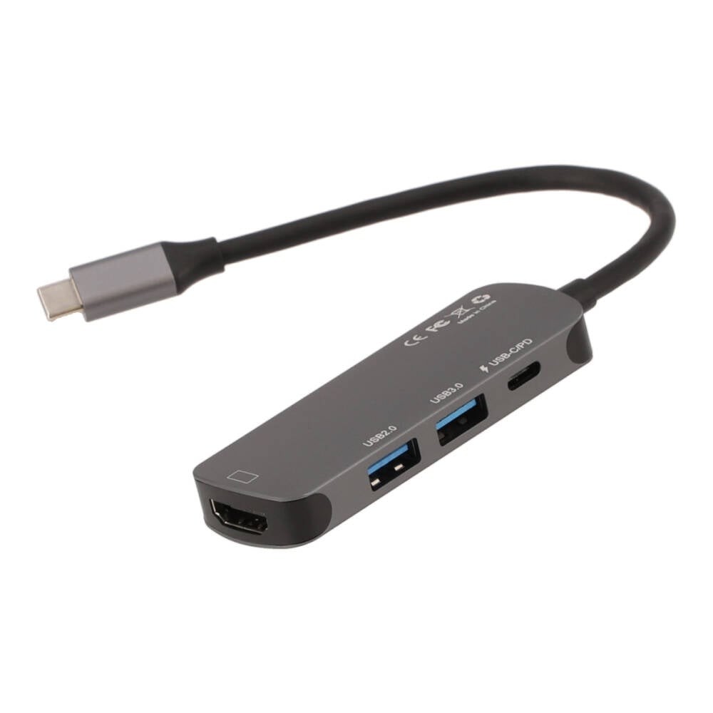 ยูเอสบีฮับ TECHPRO 4-in-1 USB Type-C Hub Multifunction Converter Grey