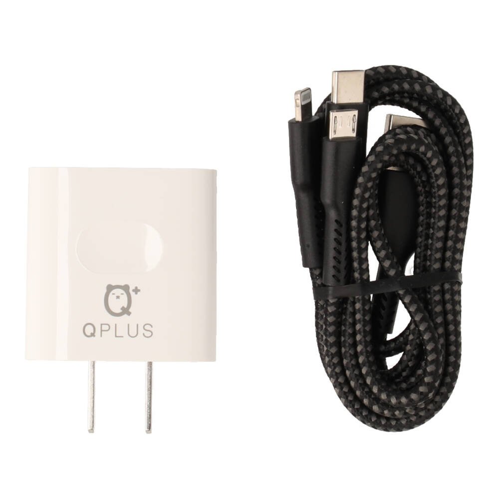 อะแดปเตอร์ QPLUS Wall Charger 2.1A 2USB A พร้อมสายชาร์จ 3in1 USB