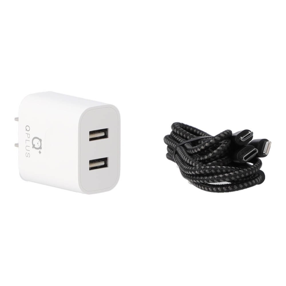 อะแดปเตอร์ QPLUS Wall Charger 2.1A 2USB A พร้อมสายชาร์จ 3in1 USB