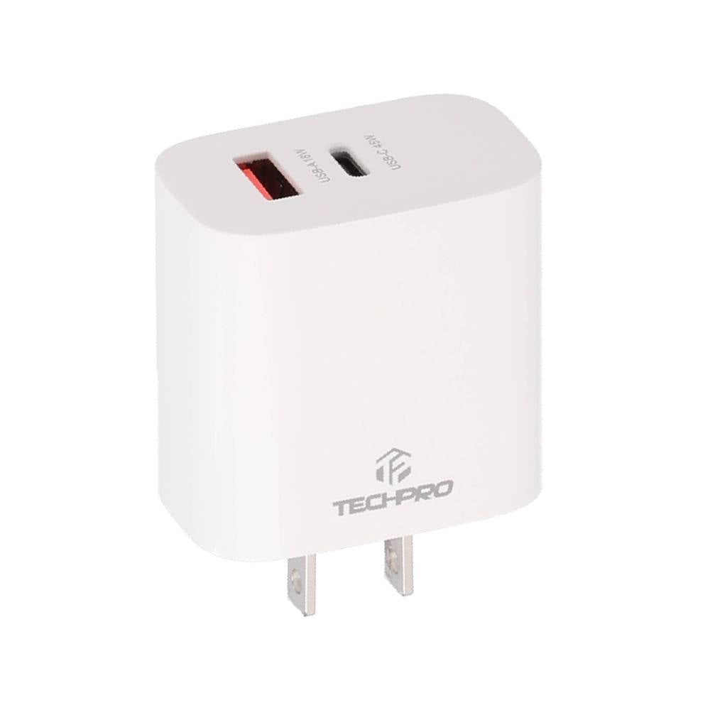 อะแดปเตอร์ TECHPRO Wall USB Charger 1 USB-A / 1 USB-C White