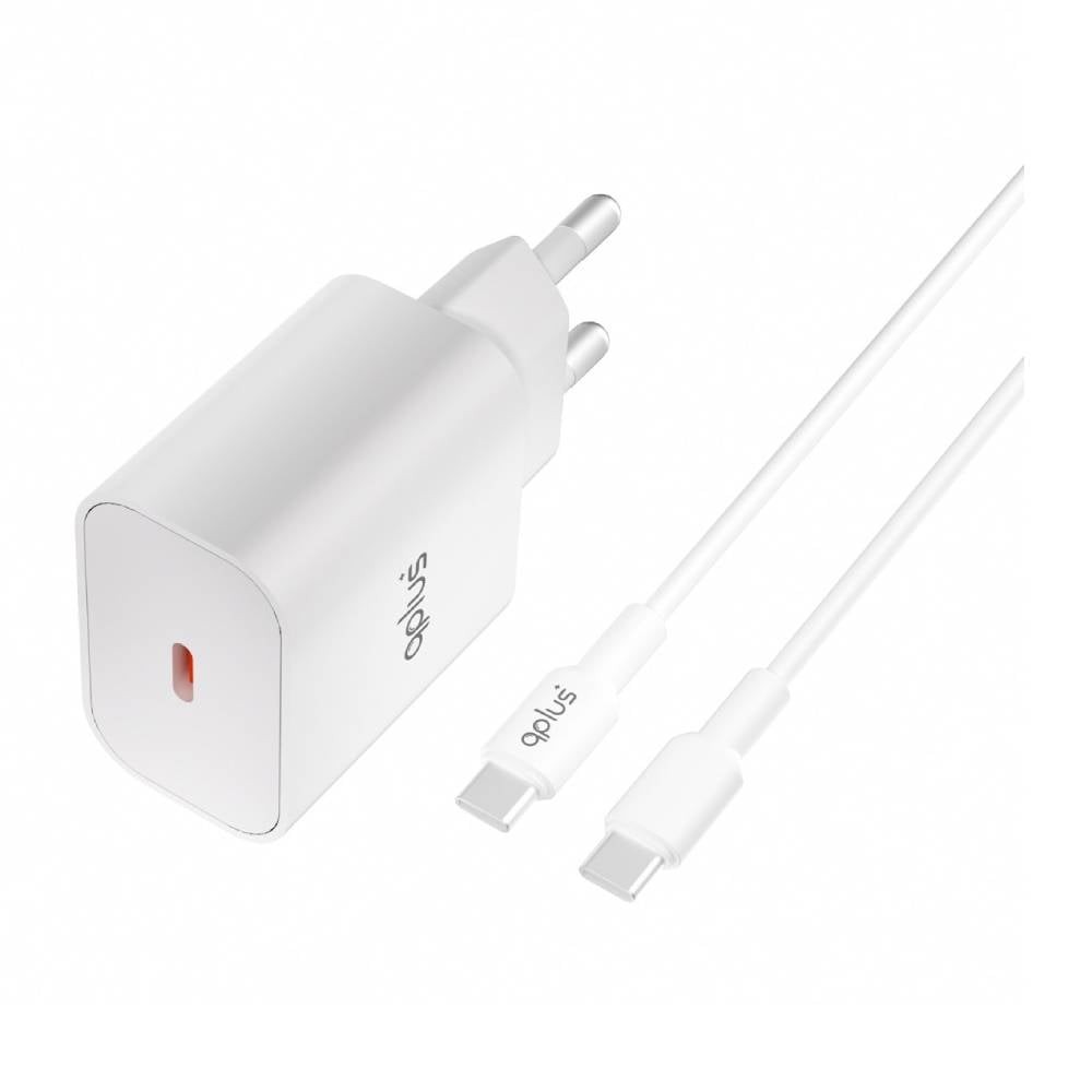 อะแดปเตอร์ QPLUS Wall Charger 1 USB-C 20W พร้อมสายชาร์จ USB-C to USB-C 1 เมตร