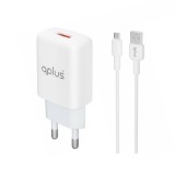 อะแดปเตอร์พร้อมสายชาร์จ QPLUS Wall USB Charger 1 USB-A (2.4A/12W) + Micro Cable 1M. White (AU-50) (TISI)