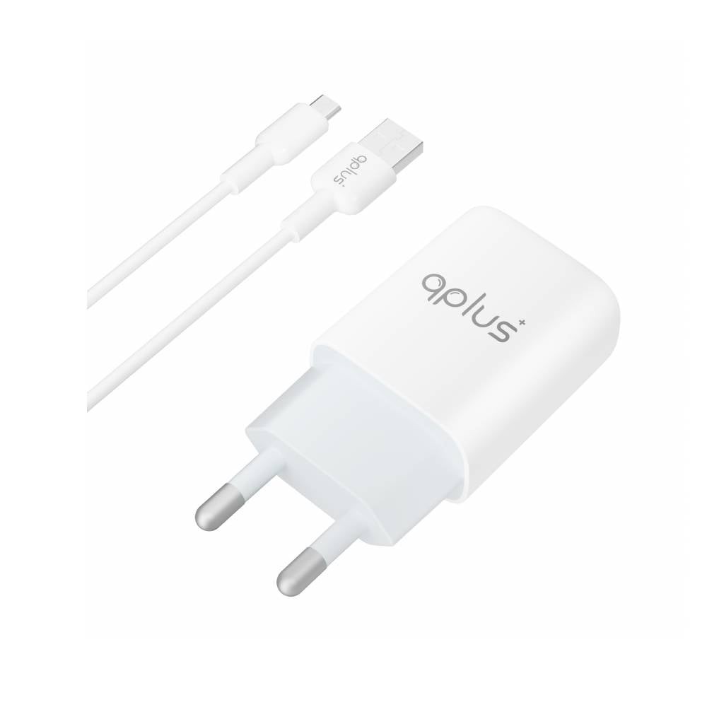 อะแดปเตอร์พร้อมสายชาร์จ QPLUS Wall USB Charger 1 USB-A (2.4A/12W) + Micro Cable 1M. White (AU-50) (TISI)