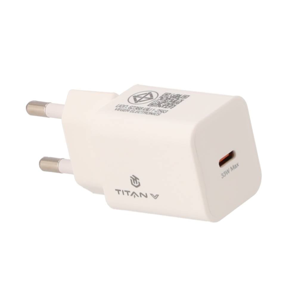 อะแดปเตอร์ TITANV Wall USB Charger 1 USB-C (PD/PPS33W) GaN White (TI-WC03) (TISI)