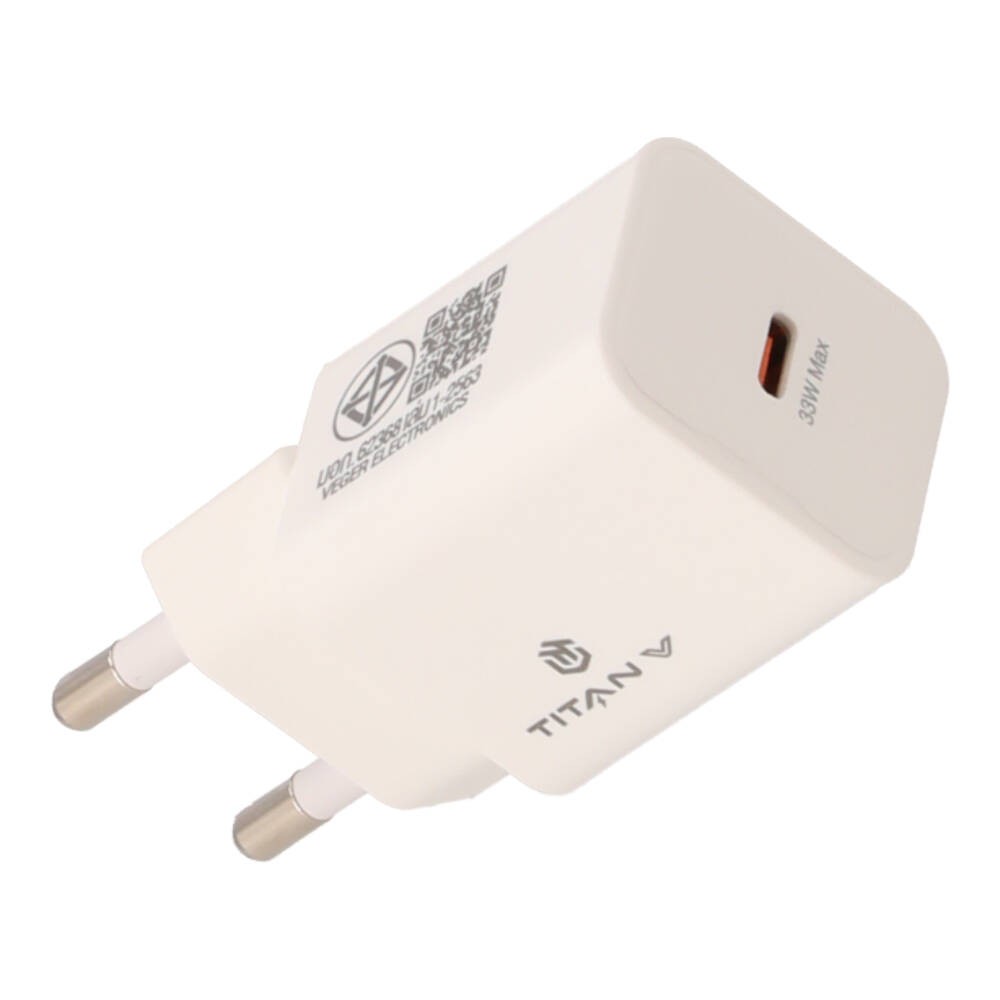 อะแดปเตอร์ TITANV Wall USB Charger 1 USB-C (PD/PPS33W) GaN White (TI-WC03) (TISI)