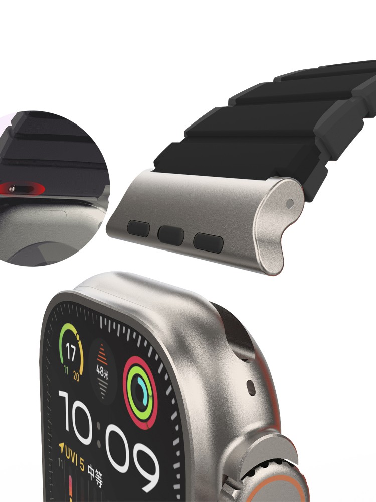 Mutural สาย Apple Watch Strap Series 6,7,8,9,10,Ultra (42/44/45/46/49mm) XuanSe Grey Black