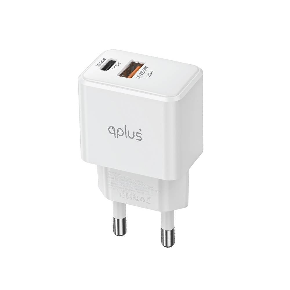 อะแดปเตอร์ QPLUS Wall USB Charger 1 USB-A (22.5W) / 1 USB-C (PD20W) White (V2006) (TISI)
