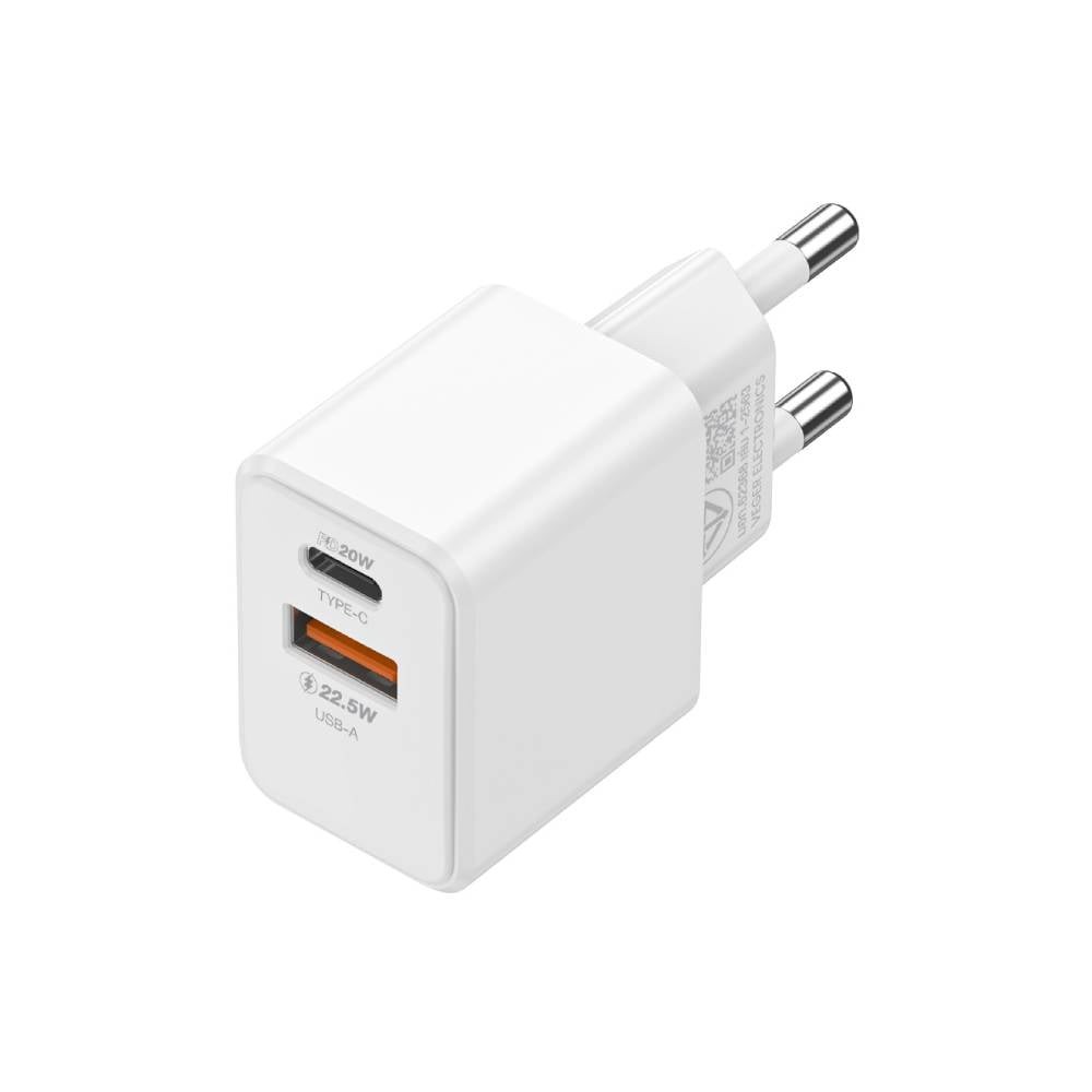 อะแดปเตอร์ QPLUS Wall USB Charger 1 USB-A (22.5W) / 1 USB-C (PD20W) White (V2006) (TISI)