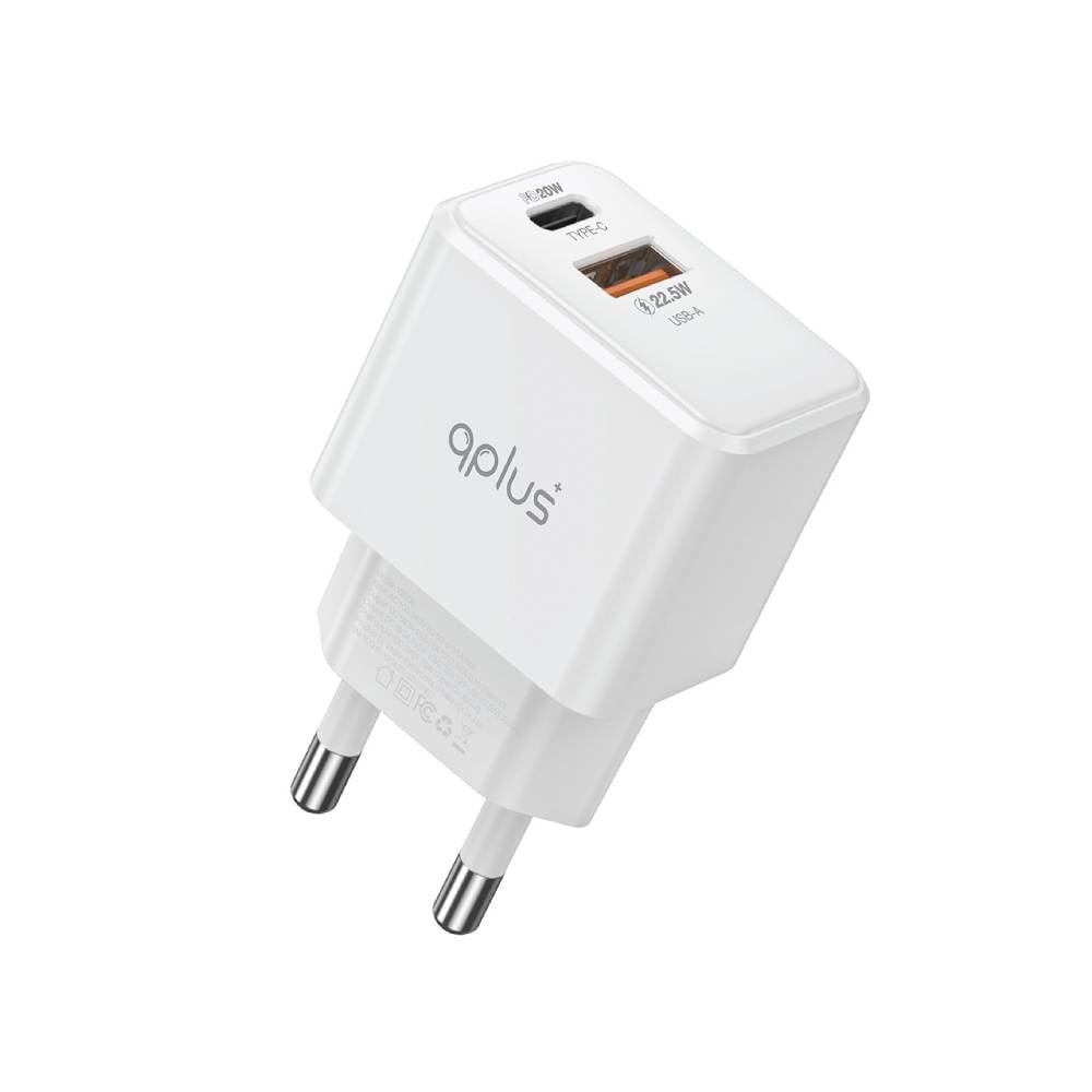 อะแดปเตอร์ QPLUS Wall USB Charger 1 USB-A (22.5W) / 1 USB-C (PD20W) White (V2006) (TISI)