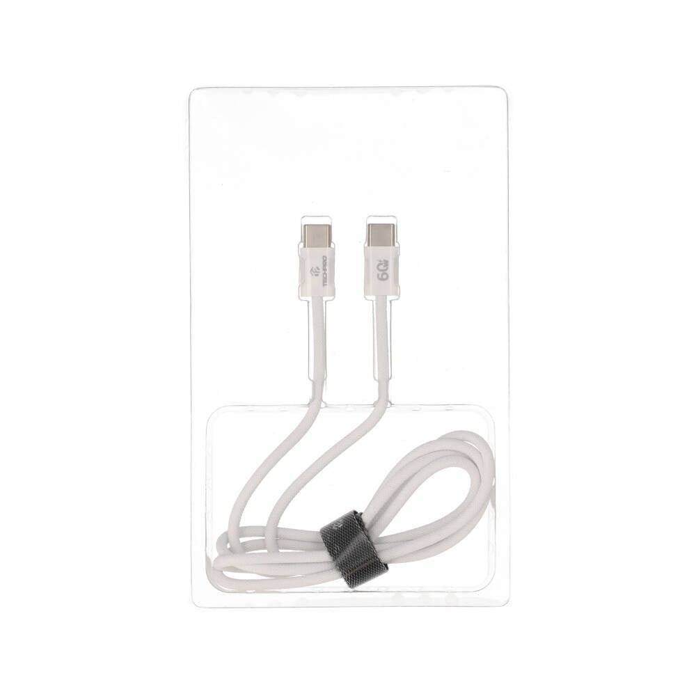 สายชาร์จ TECHPRO USB-C to USB-C Cable 60W 1M. Knitting White (TP-C05)