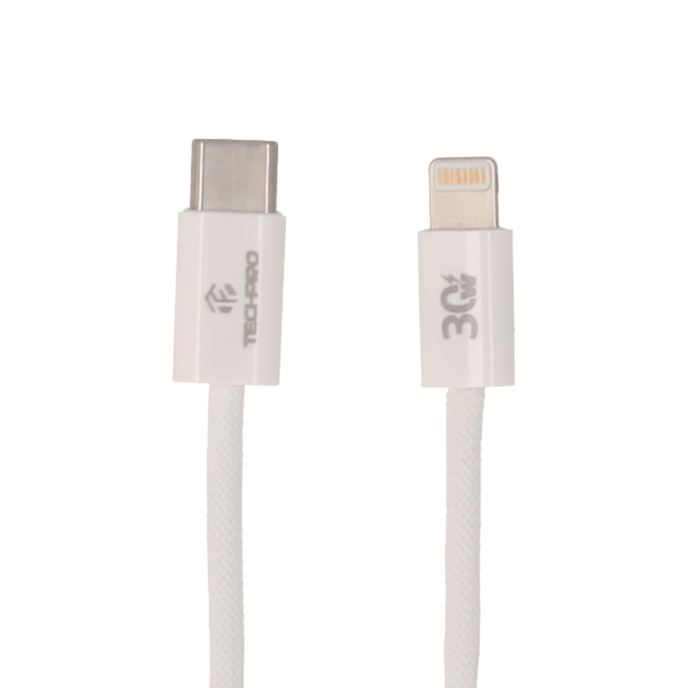 สายชาร์จ TECHPRO USB-C to Lightning 30W 1M Knitting White (TP-C05)